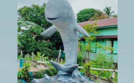Patung Pesut Mahakam di Desa Muara Muntai Ulu Kukar Viral, Biaya Hanya Rp350 Ribu