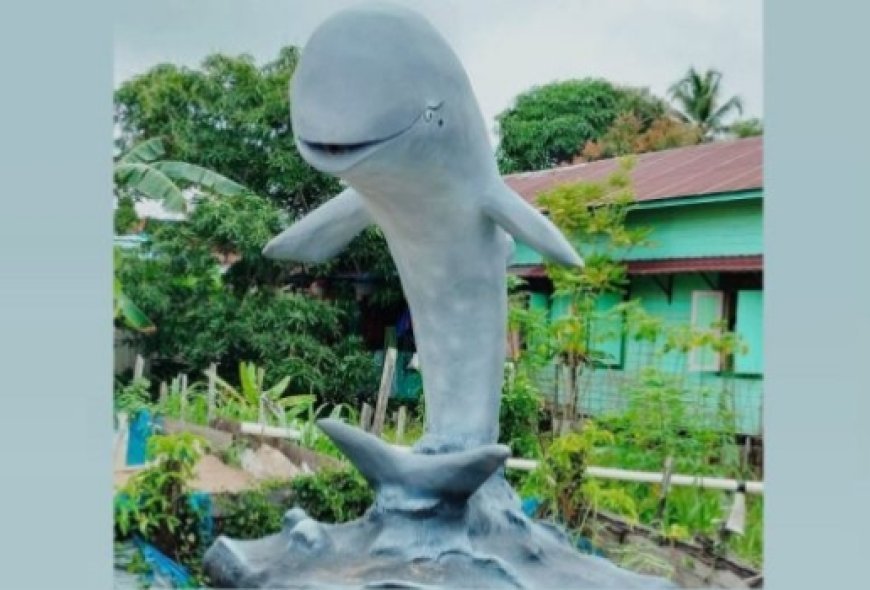 Patung Pesut Mahakam di Desa Muara Muntai Ulu Kukar Viral, Biaya Hanya Rp350 Ribu