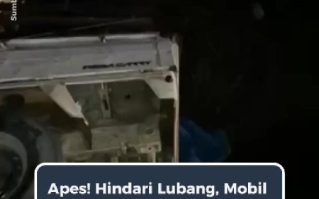 Hindari Lubang Jalan, Mobil Malah Terperosok ke Parit