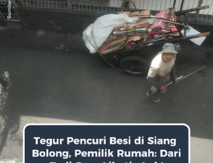 Aksi Pencuri Besi Terekam, Pemilik Rumah Menegur dengan Santun