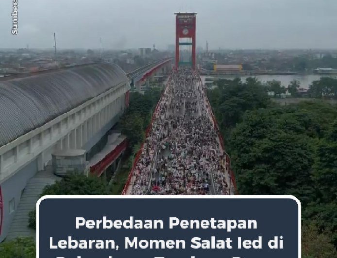 Perbedaan Penetapan Lebaran, Momen Salat Ied di Palembang Terekam Drone