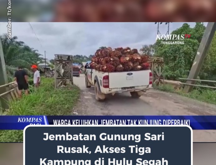 Jembatan Gunung Sari Rusak, Akses Tiga Kampung di Hulu Segah Terganggu