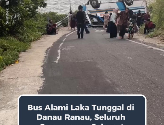 Bus Alami Laka Tunggal di Danau Ranau, Penumpang Selamat