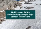 Aksi Ekstrem Ski Air di Danau Pegunungan Salju Sambut Musim Semi