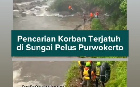 Pencarian Korban Terjatuh di Sungai Pelus Purwokerto