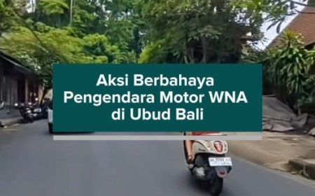 Aksi Berbahaya Pengendara Motor WNA di Ubud Bali