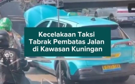 Kecelakaan Taksi Tabrak Pembatas Jalan di Kawasan Kuningan