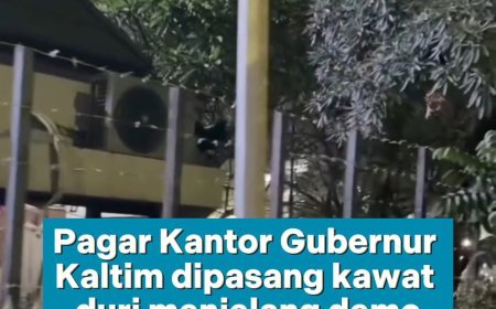 Pagar Kantor Gubenur Kaltim Dipasangi Kawat Berduri Jelang Aksi