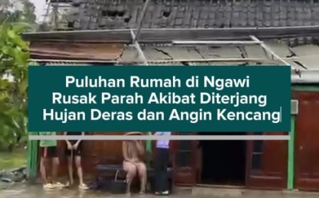 Puluhan Rumah di Ngawi Rusak Parah Akibat Diterjang Hujan Deras dan Angin Kencang