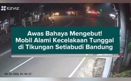 Awas Bahaya Mengebut! Mobil Alami K3c31ak44n Tunggal di Tikungan Setiabudi Bandung