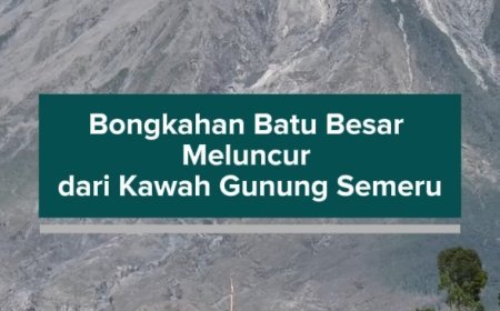 Bongkahan Batu Besar Meluncur dari Kawah Gunung Semeru
