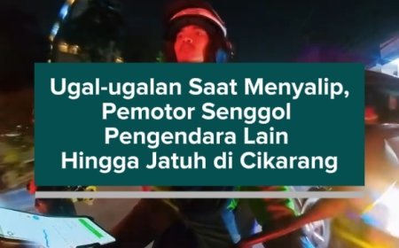 Ugal-ugalan Saat Menyalip, Pemotor Senggol Pengendara Lain Hingga Jatuh di Cikarang