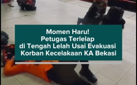 Momen Haru! Petugas Terlelap di Tengah Lelah Usai Evakuasi Korban Kecelakaan KA Bekasi