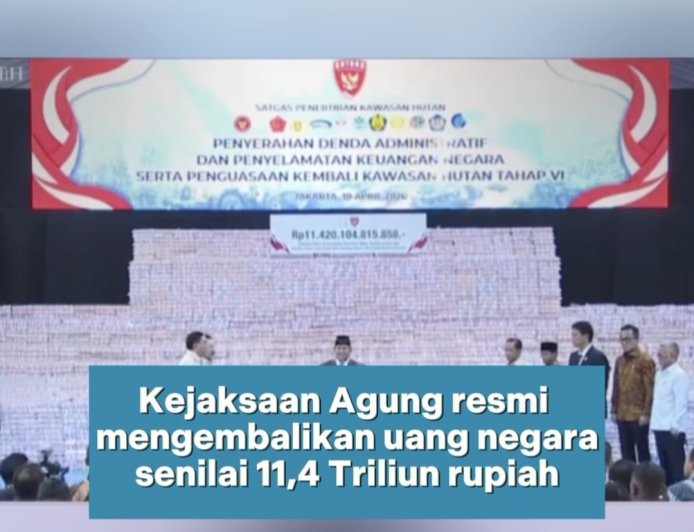 Kejagung Setor Rp11,4 Triliun ke Kementerian Keuangan