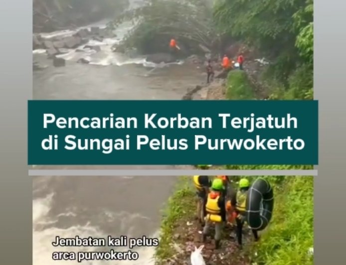 Pencarian Korban Terjatuh di Sungai Pelus Purwokerto