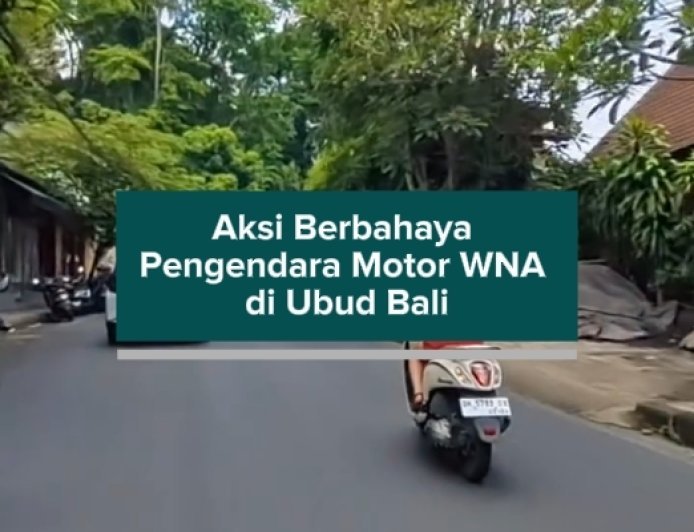 Aksi Berbahaya Pengendara Motor WNA di Ubud Bali