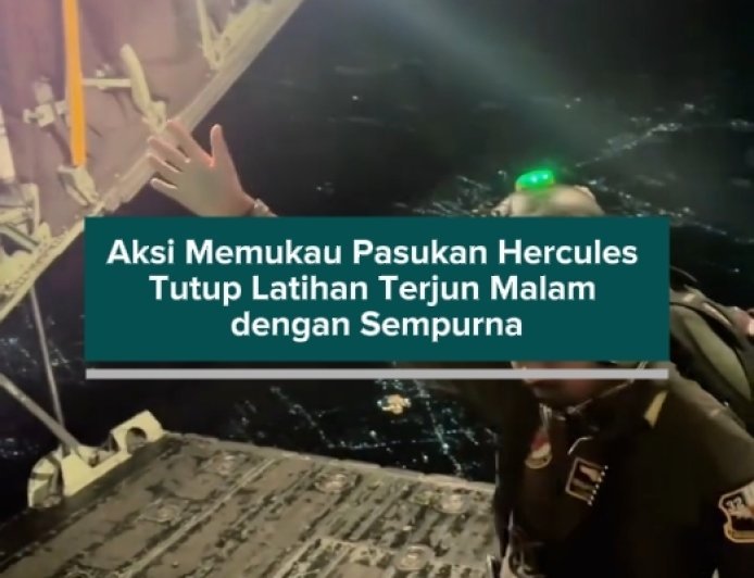 Aksi Memukau Penerjun Hercules Tutup Latihan Terjun Malam dengan Sempurna