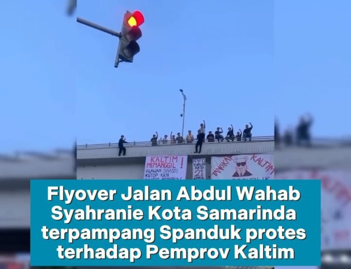 Jelang aksi, Flyover AW Sjahranie mulai "dihiasi" spanduk protes terhadap Pemprov Kaltim.