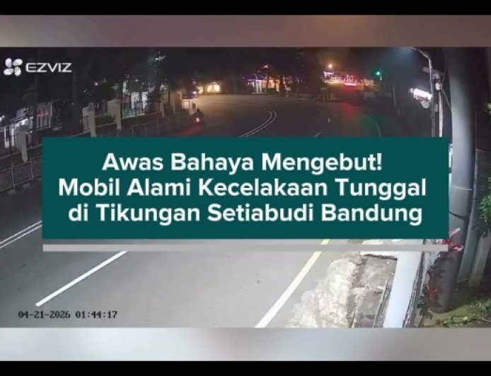 Awas Bahaya Mengebut! Mobil Alami K3c31ak44n Tunggal di Tikungan Setiabudi Bandung