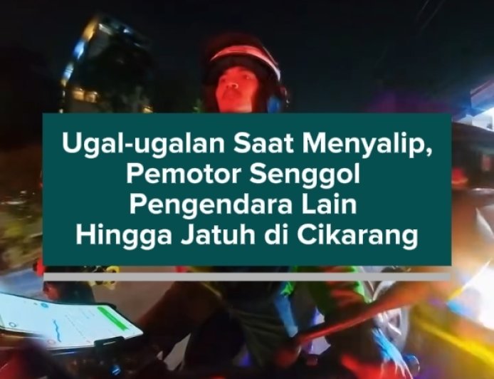 Ugal-ugalan Saat Menyalip, Pemotor Senggol Pengendara Lain Hingga Jatuh di Cikarang
