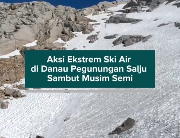 Aksi Ekstrem Ski Air di Danau Pegunungan Salju Sambut Musim Semi