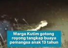 Puluhan Warga Tangkap Buaya di Kutim