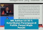 MK Ketuk Palu: Keterwakilan 30% Perempuan di Parpol Sifatnya WAJIB!