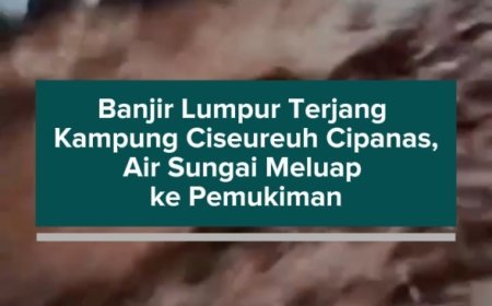 Banjir Lumpur Terjang Kampung Ciseureuh Cipanas, Air Sungai Meluap ke Pemukiman