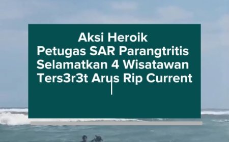 Aksi Heroik Petugas SAR Parangtritis Selamatkan 4 Wisatawan Ters3r3t Arus Rip Current