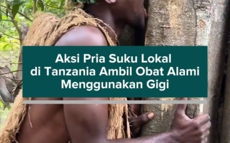 Aksi Pria Suku Lokal di Tanzania Ambil Obat Alami Menggunakan Gigi