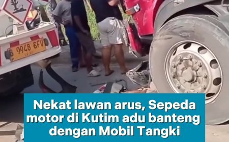 Motor dan Mobil Tangki Adu Banteng di Kutim