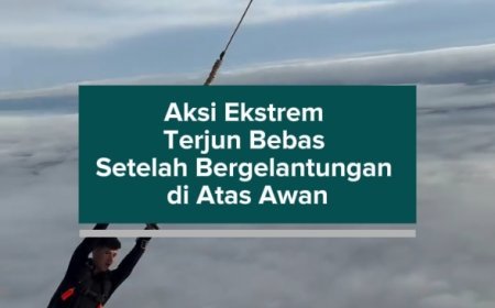 Aksi Ekstrem Terjun Bebas Setelah Bergelantungan di Atas Awan