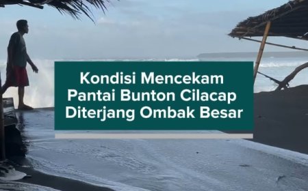 Kondisi Mencekam Pantai Bunton Cilacap Diterjang Ombak Besar