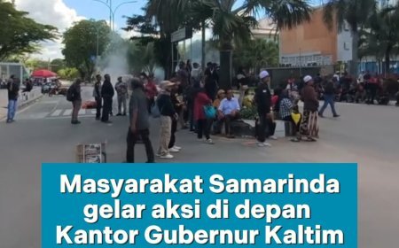 Massa Kembali Aksi di Depan Kantor Gubernur Kaltim