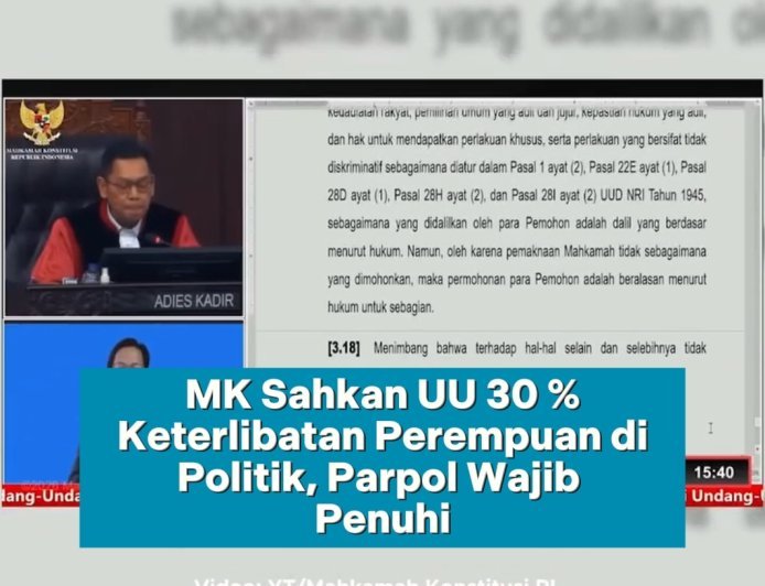 MK Ketuk Palu: Keterwakilan 30% Perempuan di Parpol Sifatnya WAJIB!