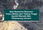 Aksi Nyeleneh Ekstrem! Terjun Bebas dari Tebing Tinggi Sambil Menaiki Ban Pelampung Unicorn