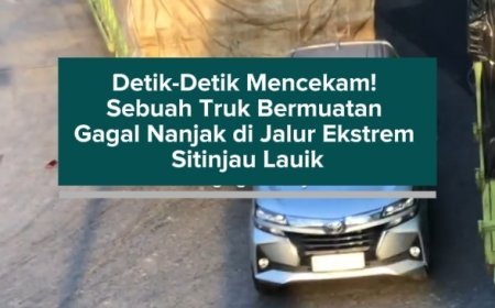 Detik-Detik Mencekam! Sebuah Truk Bermuatan Gagal Nanjak di Jalur Ekstrem Sitinjau Lauik