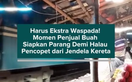 Harus Ekstra Waspada! Momen Penjual Buah Siapkan Parang Demi Halau Pencopet dari Jendela Kereta