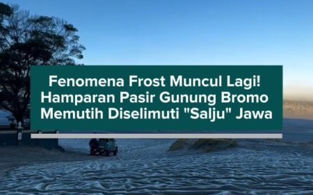 Fenomena Frost Muncul Lagi! Hamparan Pasir Gunung Bromo Memutih Diselimuti "Salju" Jawa