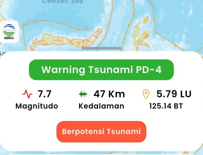BMKG Resmi Cabut Peringatan Bahaya Tsunami Imbas Gempa Filipina