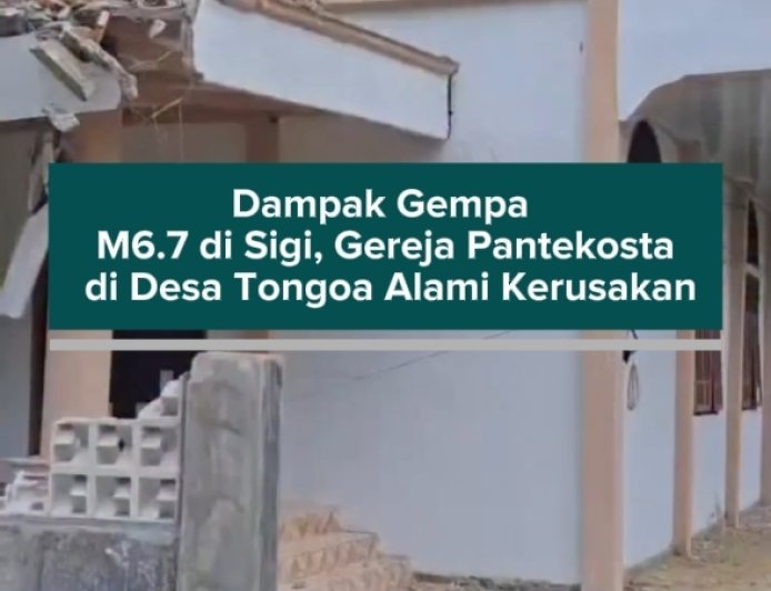 Dampak Gempa M6.7 di Sigi, Gereja Pantekosta di Desa Tongoa Alami Kerusakan