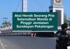 Aksi Heroik Seorang Pria Selamatkan Wanita di Pinggir Jembatan Surobayan Pekalongan