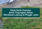 Detik-Detik Pemotor Jatuh Terjungkal akibat Menabrak Lubang di Pinggir Jalan