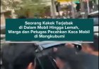 Seorang Kakek Terjebak di Dalam Mobil Hingga Lemah, Warga dan Petugas Pecahkan Kaca Mobil di Mangkubumi