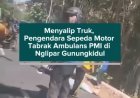 Menyalip Truk, Pengendara Sepeda Motor Tabrak Ambulans PMI di Nglipar Gunungkidul