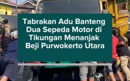Tabrakan Adu Banteng Dua Sepeda Motor di Tikungan Menanjak Beji Purwokerto Utara