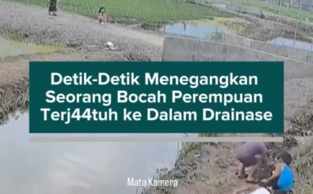 Detik-Detik Menegangkan Seorang Bocah Perempuan Terjatuh ke Dalam Drainase