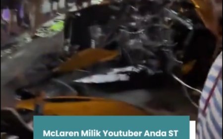MCLAREN MILIK YOUTUBER ANDRA ST HANCUR TERBELAH DUA USAI TABRAK TIANG LISTRIK