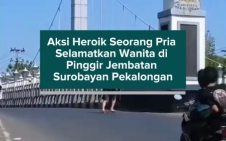 Aksi Heroik Seorang Pria Selamatkan Wanita di Pinggir Jembatan Surobayan Pekalongan