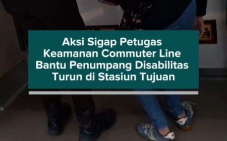 Aksi Sigap Petugas Keamanan Commuter Line Bantu Penumpang Disabilitas Turun di Stasiun Tujuan